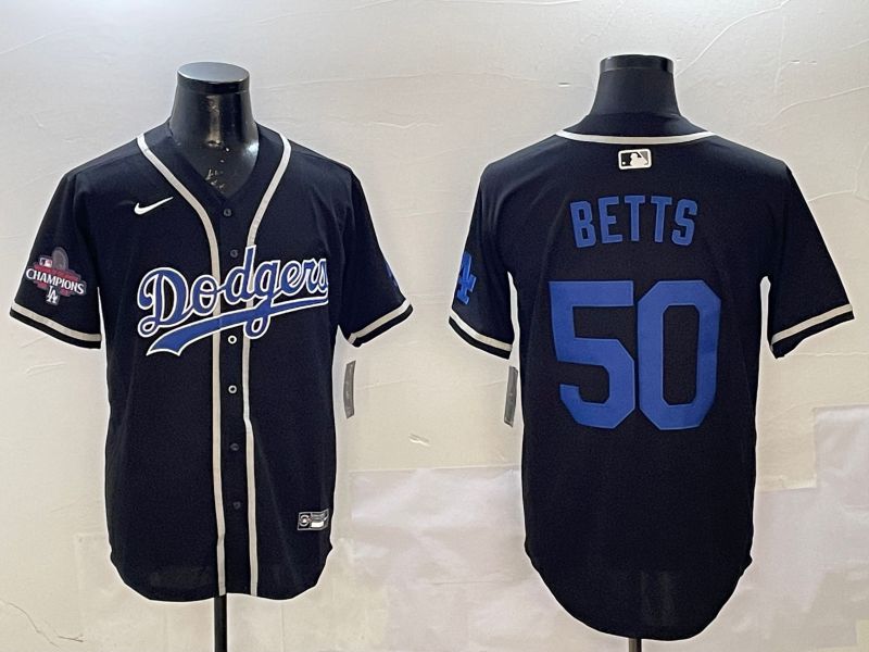 Men Los Angeles Dodgers 50 Betts Black Fashion Game 2025 Nike MLB Jersey style 8